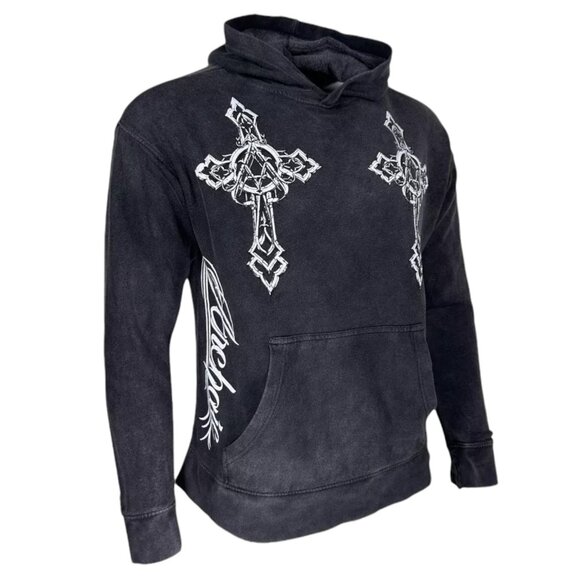 Archaic By Affliction Unisex Oversized Boxy Pullover Hoodie Stone Ranger - Picture 5 of 10